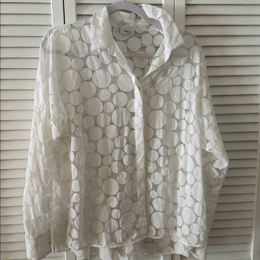 Akris White Circle Pattern Button-Down Shirt - image 3
